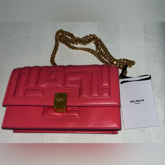 Balmain Handbags - NWT, Balmain Paris 1945 Monogram Quilted Rose Leather Bag